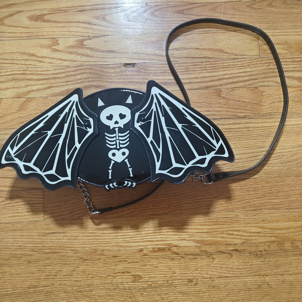 Betsey Johnson Black and White Skeleton Crossbody Bag